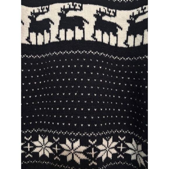 POL Womens Navy Blue Fair Isle Nordic Reindeer Pullover Sweater Size Large - Picture 2 of 6